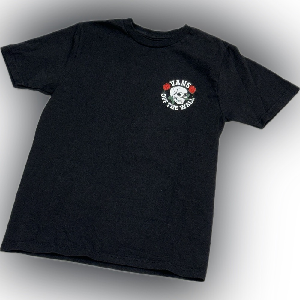 Vans Girls Black Graphic Skull Rose Tee Shirt | Off The Wall Logo Streetwear - Picture 3 of 4